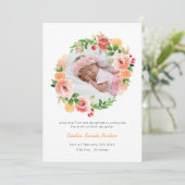 Faire-part Élégante couronne de rose jaune Fleur photo Naissa (Debout devant)