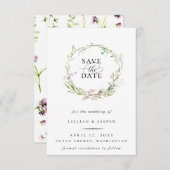 Faire-part Élégante couronne Fleur sauvage Botanique Enregist (Devant / Derrière)