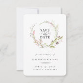 Faire-part Élégante couronne Fleur sauvage Enregistrer La Dat (Devant)