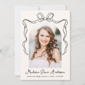 Faire-part Élégante Crème Vintage Bow Photo Graduation (Devant)