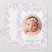 Faire-part Élégante Lavande Florale Dessinée (Devant / Derrière)