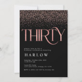 Faire-part Élégante Parties scintillant Rose or 30e anniversa (Devant)