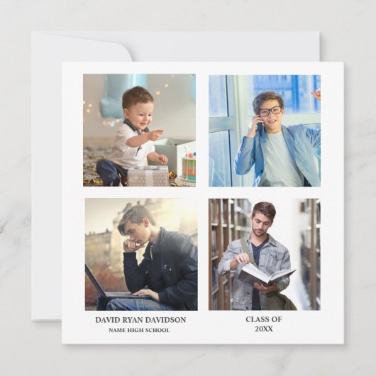 Faire-part Élégante Photo Collage Graduation Party (Devant)