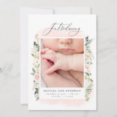 Faire-part élégante photo de fille rose (Devant)