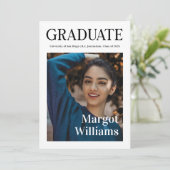 Faire-part Élégante photo de la graduation du journal (Debout devant)