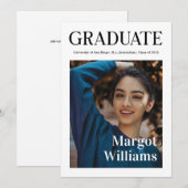 Faire-part Élégante photo de la graduation du journal (Devant / Derrière)