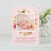 Faire-part Élégante Photo de naissance de bébé fille aux fleu (Debout devant)