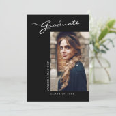 Faire-part Élégante photo de script moderne | Graduation (Debout devant)