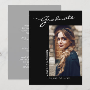 Faire-part Élégante photo de script moderne Graduation