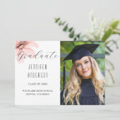 Faire-part Élégante photo florale rose pâle (Debout devant)