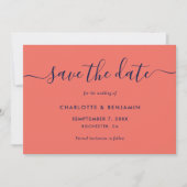 Faire-part Elégante photo marine moderne bleu et corail (Devant)