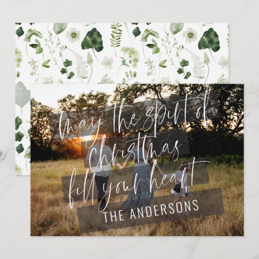 Faire-part Élégante photo moderne famille aimante de Noël (Devant / Derrière)