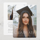 Faire-part Élégante superposition typographique Deux diplômes (Devant / Derrière)