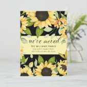 Faire-part Elégante Tournesol Aquarelle Florale Black Moving (Debout devant)