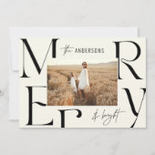 Faire-part Élégante typographie moderne de Noël joyeux (Devant)