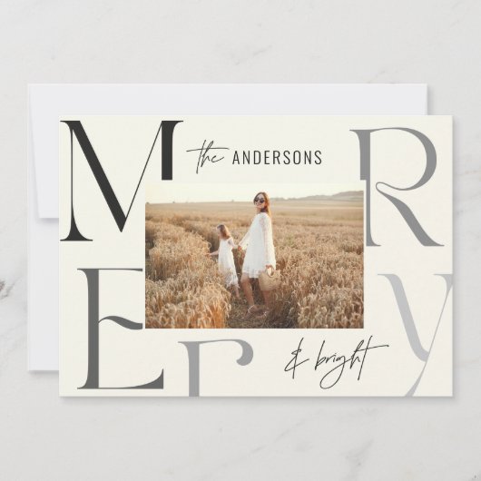 Faire-part Élégante typographie moderne de Noël joyeux (Devant)