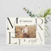 Faire-part Élégante typographie moderne de Noël joyeux (Debout devant)