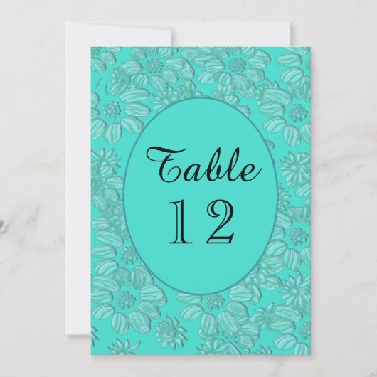Faire-part Elégantes marguerites Turquoise Mariage Table Pas  (Devant)