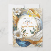 Faire-part Élégantes perruques chic en or, argent, bleu, jaun (Devant)