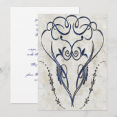 Faire-part élégants à motif bleu en relief (Devant / Derrière)