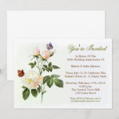 faire-part élégants de roses blanches pour anniver (Devant / Derrière)