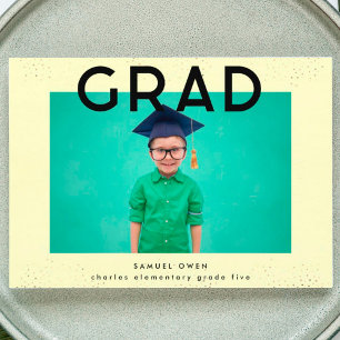 Faire-part Elémentaire Black Jaune Texte Moderne Deux Photo G