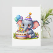 Faire-part Éléphant Mignon 6ème Anniversaire (Debout devant)