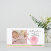 Faire-part Eléphant rose Bébé Fille Naissance Annouement (Debout devant)