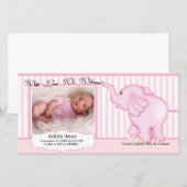 Faire-part Elephant Sweet Baby Girl Birth (Devant / Derrière)