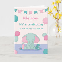 Faire-part éléphanteaux mignons pour Baby Shower