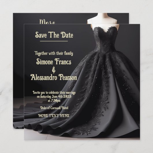 Faire-part Élever votre thème nuptial avec Black Bold Eleganc (Devant / Derrière)