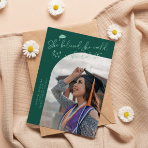 Faire-part Elle a cru diplômée verte Photo incurvée