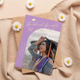Faire-part Elle a cru en la photo courbée de diplômée de Wist