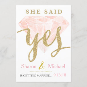 Faire-part Elle a dit Oui Diamant Rose