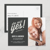 Faire-part Elle A Dit Oui ! Enregistrer La Carte Postale Date (Devant / Derrière)