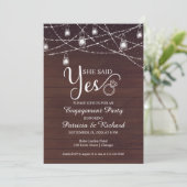 Faire-part Elle A Dit Oui Rustique Engagement Party Invitatio (Debout devant)