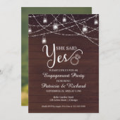 Faire-part Elle A Dit Oui Rustique Engagement Party Invitatio (Devant / Derrière)