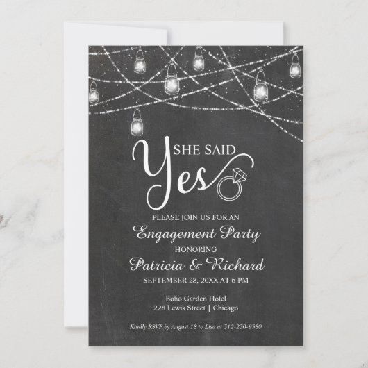 Faire-part Elle A Dit Oui Rustique Engagement Party Invitatio (Devant)