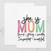 Faire-part Elle est maman : Amoureuse, forte, digne, importan (Devant / Derrière)