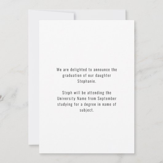 Faire-part Elle L'A Fait Script 2 Photo 2022 Graduation (Dos)