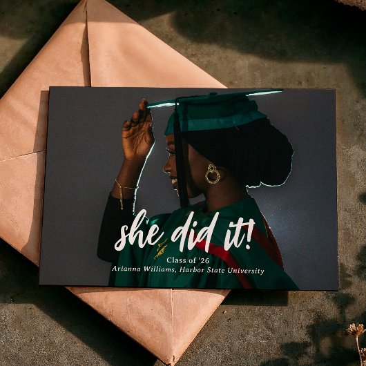 Faire-part Elle l'a fait Script Classique Photo de Remise de 