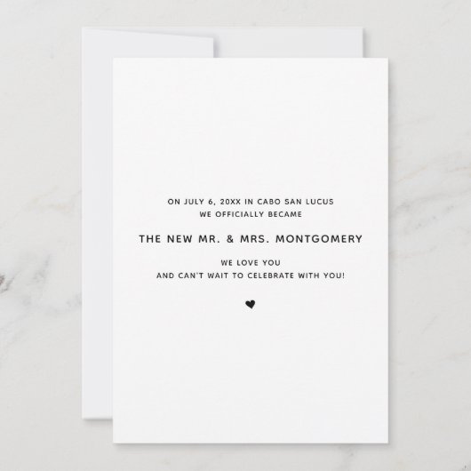 Faire-part Elopedendement Mariage We Eloped 2-Photo Faire-par (Dos)