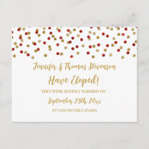 Faire-part Elopement Confetti Gold Rouge