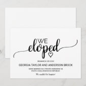 Faire-part Elopement de calligraphie Kraft simple (Devant / Derrière)