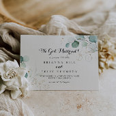 Faire-part Elopement de calligraphie or Eucalyptus rustique