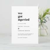 Faire-part Elopement de la typographie noire moder (Debout devant)