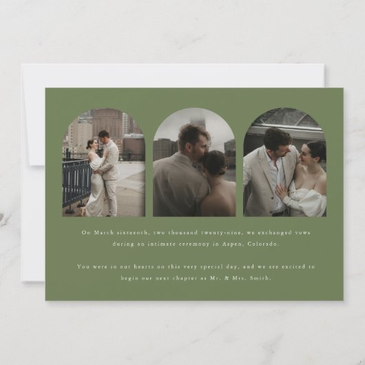 Faire-part Elopement Mariage Olive Green 4-Photo (Dos)