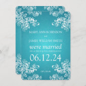 Faire-part Elopement Mariage Vintage Flèches 2 Turquoise (Devant / Derrière)