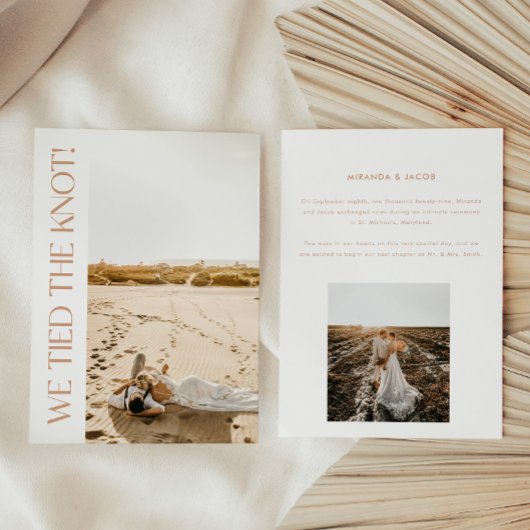 Faire-part Elopement moderne 2-Photo 'Nous avons lié le noeud