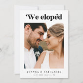 Faire-part Elopement noir et blanc rétro Script (Devant)